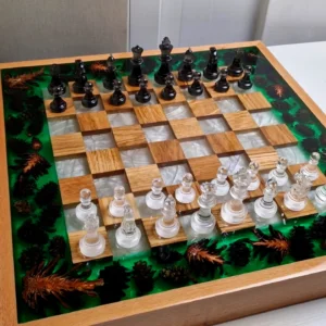 Floating Chess of Oak and Epoxy