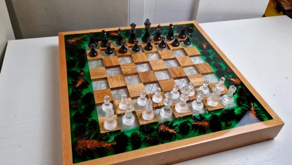 Floating Chess of Oak and Epoxy