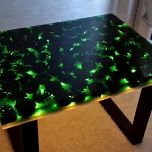 Table Epoxy with Pine Cones and LED