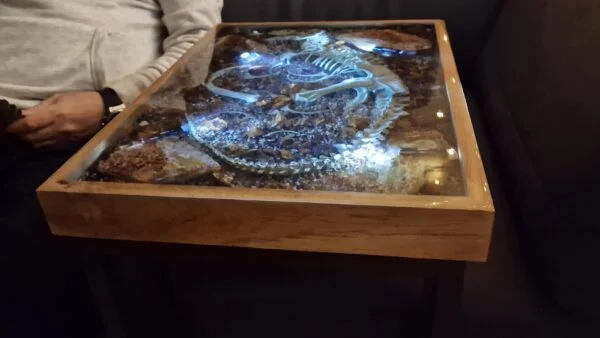 Table Made of Oak and Epoxy Resin with Led - Image 4