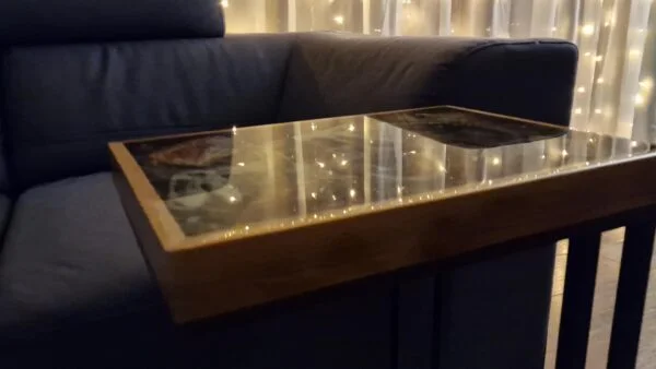 Table Made of Oak and Epoxy Resin with Led - Image 3