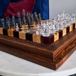 Chess of Wood and Epoxy with Floating effect