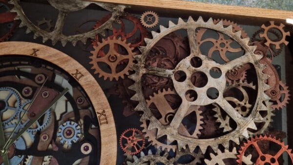 Epoxy Table with Gears and Clock Portal to the Past - Image 7