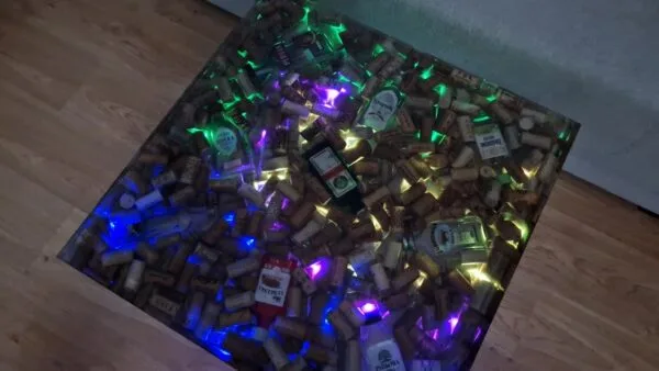 Epoxy Table of Wine corks with LED - Image 5