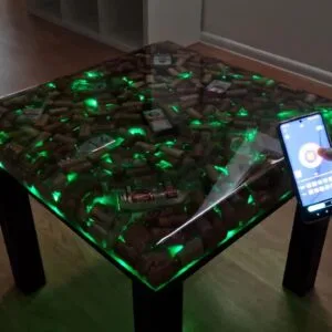 Epoxy Table of Wine corks with LED