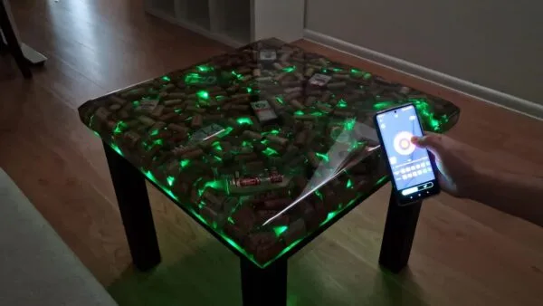 Epoxy Table of Wine corks with LED