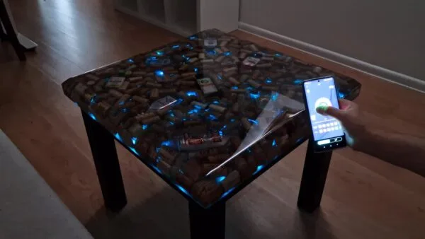 Epoxy Table of Wine corks with LED - Image 6