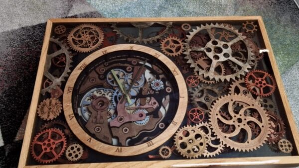 Epoxy Table with Gears and Clock Portal to the Past - Image 2