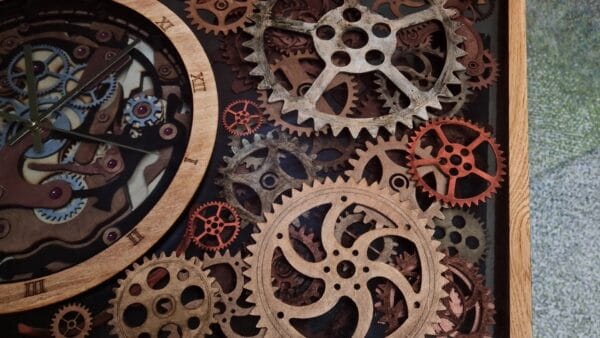 Epoxy Table with Gears and Clock Portal to the Past - Image 3