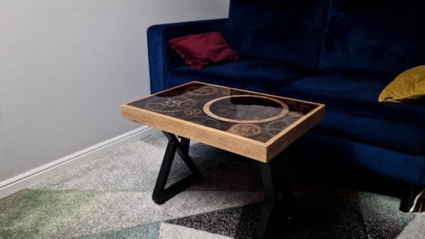 Epoxy Table with Gears and Clock Portal to the Past - Image 10