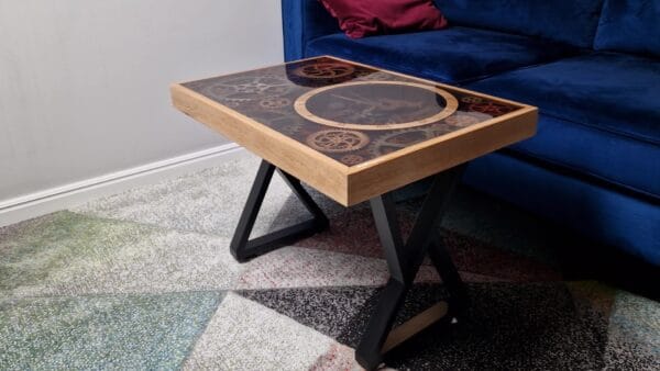 Epoxy Table with Gears and Clock Portal to the Past - Image 11