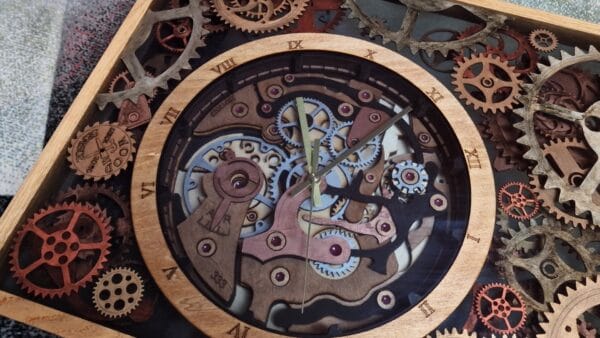 Epoxy Table with Gears and Clock Portal to the Past - Image 4