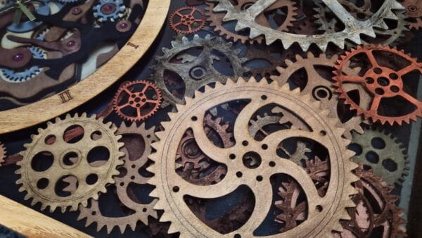 Epoxy Table with Gears and Clock Portal to the Past - Image 5